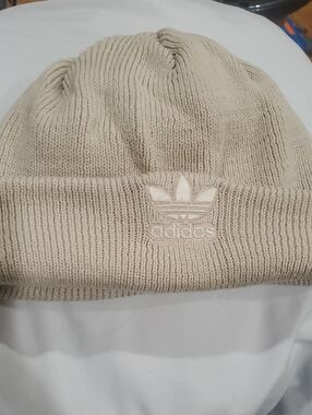 Adidas Trefoil Knit Beanie in Beige